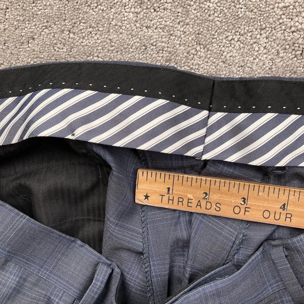 Austin Reed Ticknors Suit Mens 46L 39W 35L Gray Blue Plaid Classic 2 Button Wool